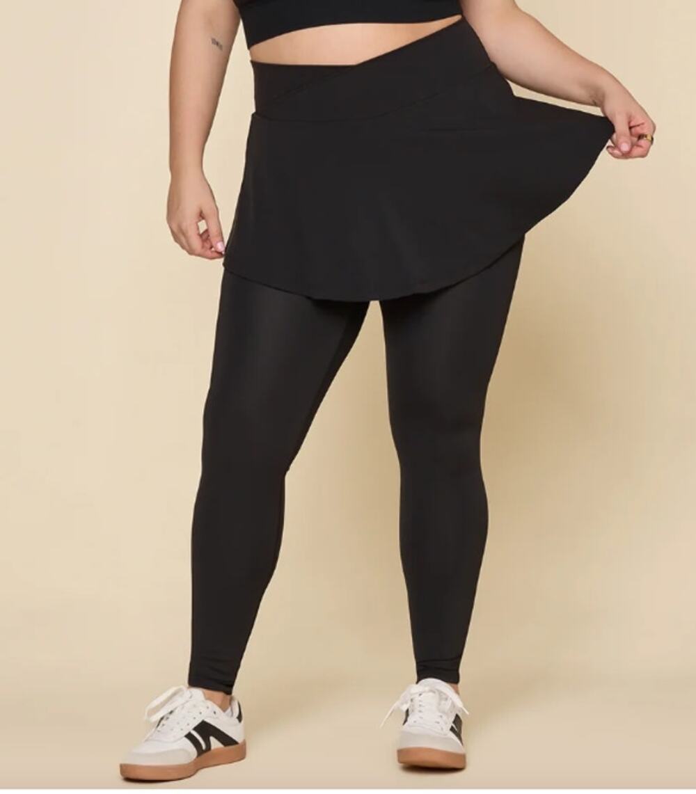 POPFLEX Black Crisscross Hourglass Sklegging Skirt Leggings 1X NWT - Balletcore